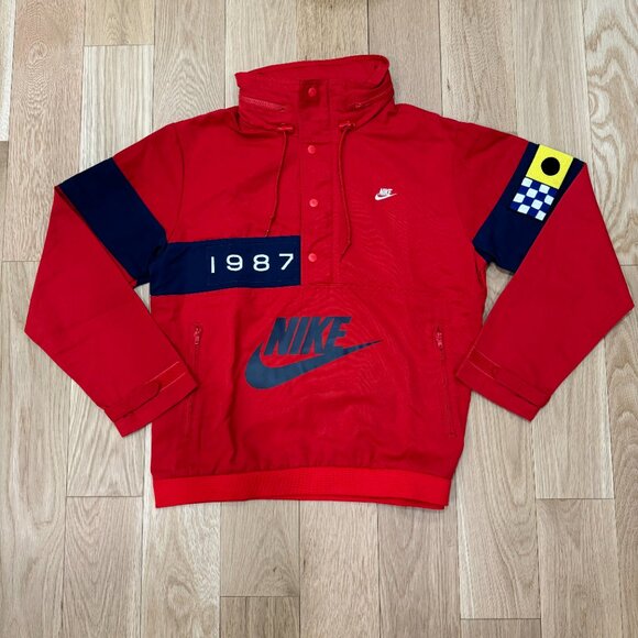 Nike Sportswear Reissue '1987' Walliway Red Woven Retro Saling Jacket MEDIUM - Picture 1 of 7